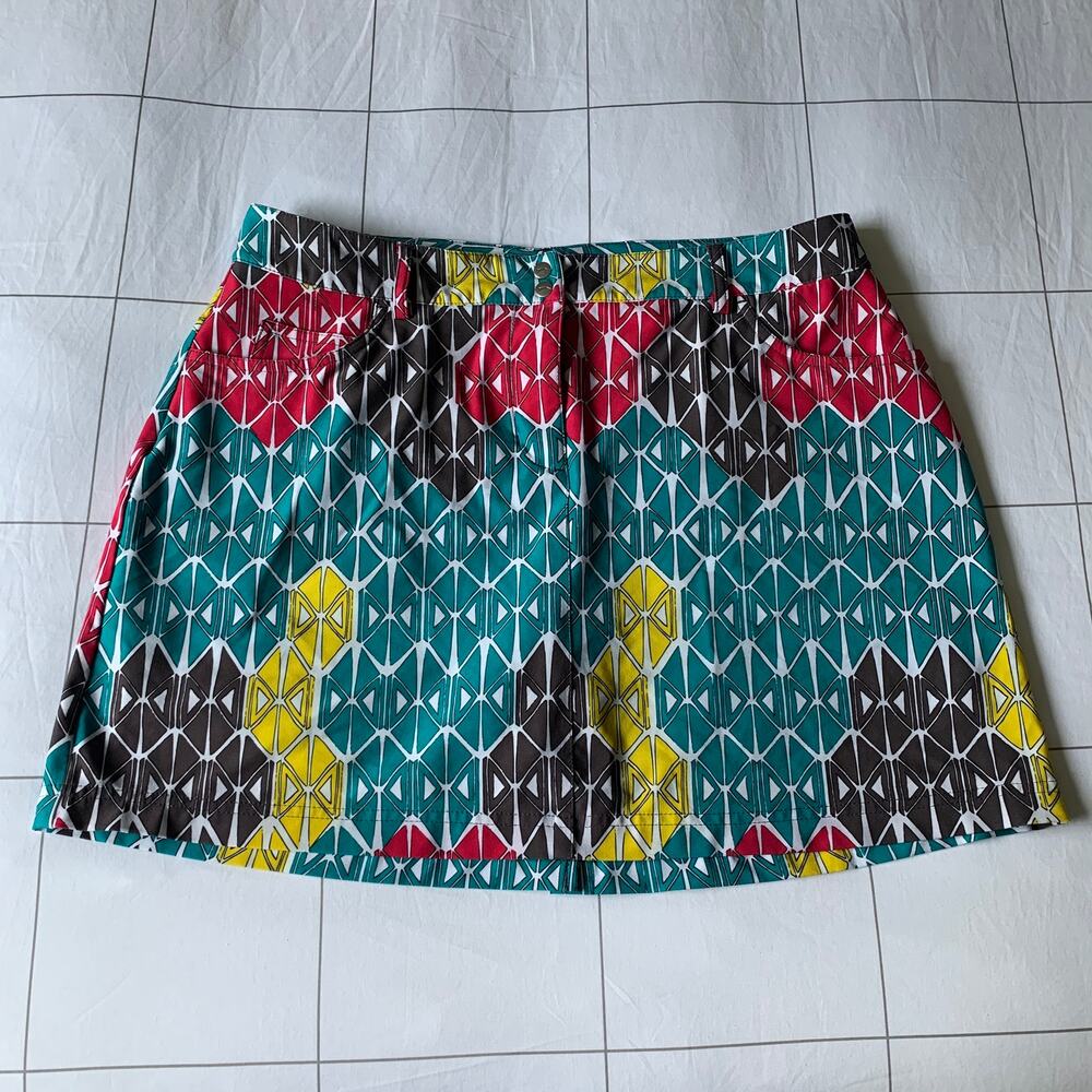 Slazenger Skort Womens 8 Teal Geometric Golf Athletic Casual Modest Active Hike